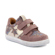Soulier pour fille avec des brillants, super confortable, deux scratchs ajustable, en cuir, facile à mettre