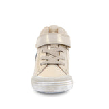 Chaussure beige haute avec un scratch, imperméable, facile à mettre, avec étoile brillante sur le côté, pour fille