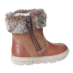Botte d'hiver Ricosta Sympatexe bi-matière en cuir brun avec l'intérieur rembouré de fourrure et une fermeture éclair sur le côté.