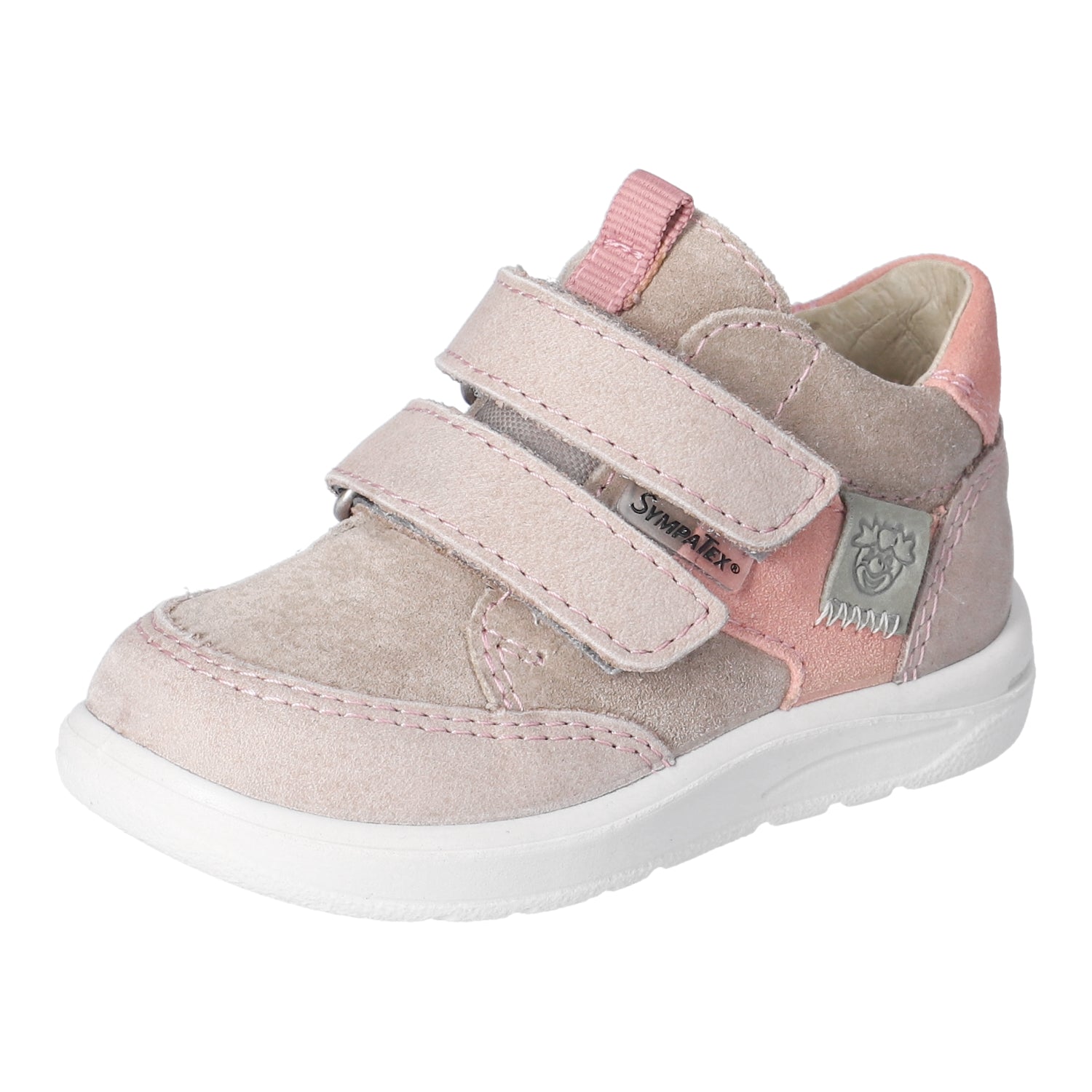 Basket pour enfant Ricosta rose imperméable, avec des attaches velcros. 