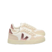 Soulier avec lacet pour fille, en cuir, V rose nacre, soulier blanc et beige, facile à mettre, confortable, offre un bon support, facile  ajuster