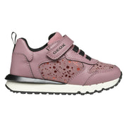 chaussure rose avec une touche de brillants, semelle blanche et fermeture à velcro.
