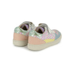 Chaussures pour fille couleur rose, jaune et bleu avec brillants roses et velcro ajustables 