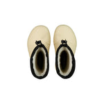 Botte d'hiver Fubuki pour les enfants, dans la couleur beige avec une sangle noire au-dessus pour ajuster la largeur au mollet.