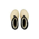 Botte d'hiver Fubuki pour les enfants, dans la couleur beige avec une sangle noire au-dessus pour ajuster la largeur au mollet.