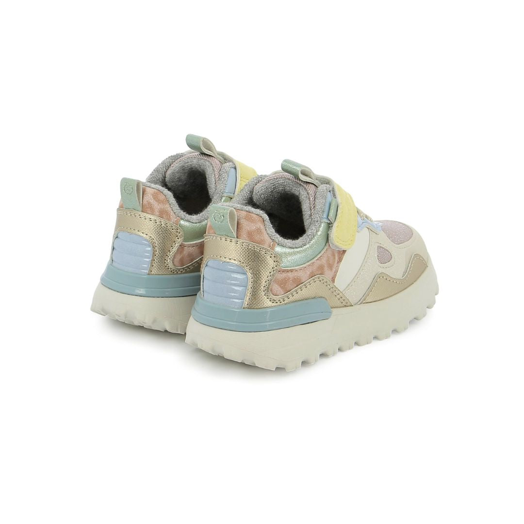 Espadrille motif léopard rose avec velcro pour fille