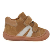 Chaussure unisexe pour la garderie couleur maron souple avec double velcro ajustables