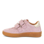 Chaussure pour fille rose clair avec deux velcros, semelle en caoutchouc naturel. 