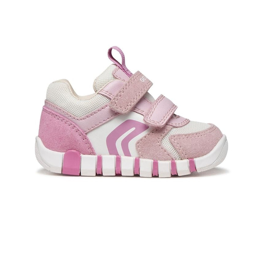 Chaussure pour bébé rose et blanche avec attaches en velcro