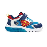 Chaussure pour enfants de Superman bleue et rouge, fait de la lumière