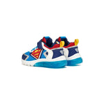 Chaussures pour enfants blanches et bleues à l'effigie de Superman et qui font de la lumière