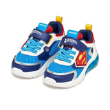 Chaussures pour enfants de Superman qui font de la lumière, rouge et bleu, avec lacets élastiques et attaches à velcro