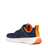 Chaussure Barefoot super confortable facile à mettre, super souple, bleu marine et orange flash, pour garçon