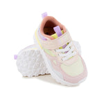 Espadrille pour enfant rose pastels à paillettes avec lacets élastiques et velcro scratch