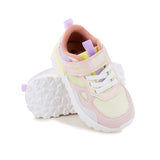 Espadrille pour enfant rose pastels à paillettes avec lacets élastiques et velcro scratch