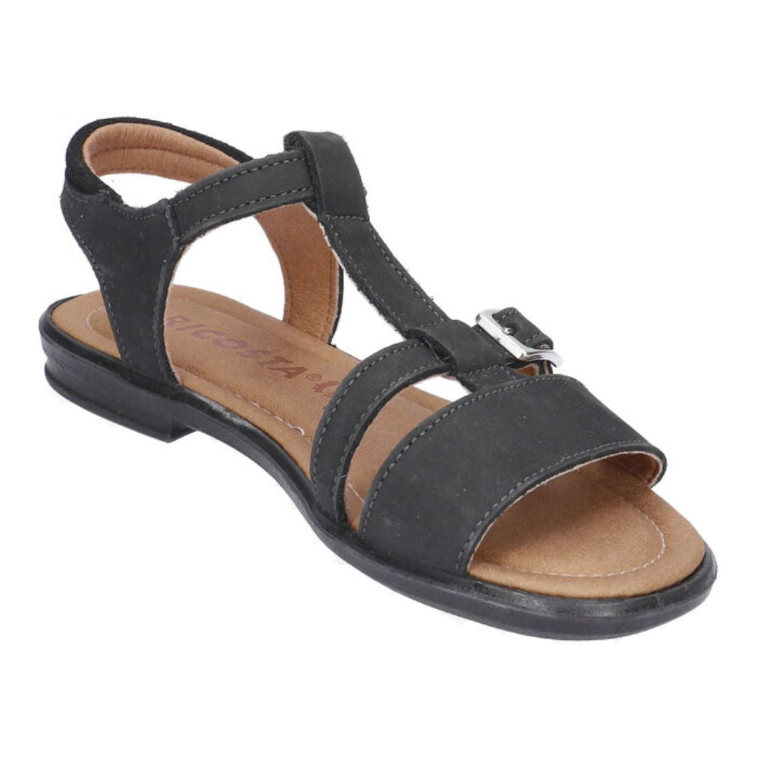Sandale Ricosta noir, avec deux ajustement, super confortable, pour fille