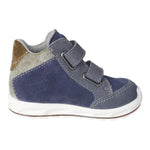 Bottine bleu marine imperméable pour bébé et enfant, facile à mettre, confortable, ajustable avec deux velcro.
