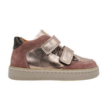 Soulier deux scratchs rose, bronze et brillant, super confortable, bon soutien, parfait pour les enfants, solide