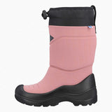 Botte de neige rose pâle pour fille avec semelle noire. 