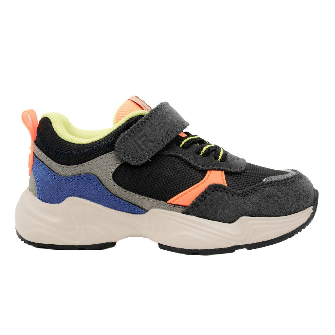 Soulier super léger, confortable, parfait pour les jeunes enfants, l'école, le sport, noir, bleu et orange, super facile mettre et à ajuster