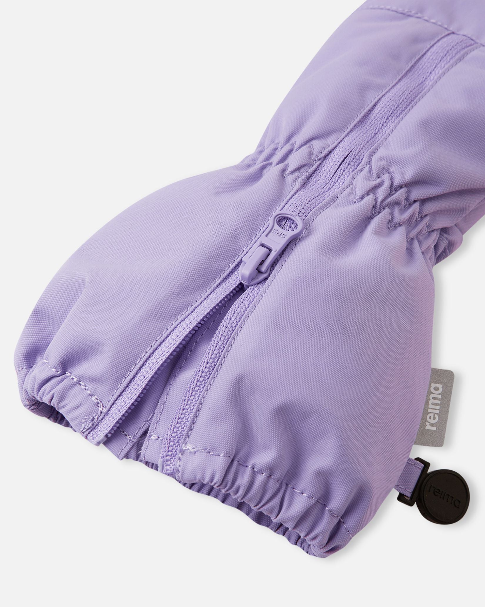 Mitaines lilas avec fermeture éclair et poignets ajustables