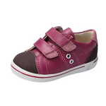 Chaussure pour enfant brun et rose rouge avec velcro