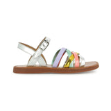 Sandale pour fille ajustable argent et multicolore
