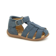 Sandale pour bébé dans un beau bleu avec attache velcro sous la boucle 
