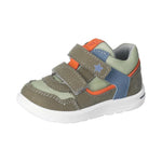 Chaussure sport pour enfant avec velcro dans les ton de vert. Lavable. 