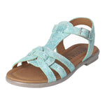Sandale fashion pour fille couleur turquoise avec attache velcro sous la boucle