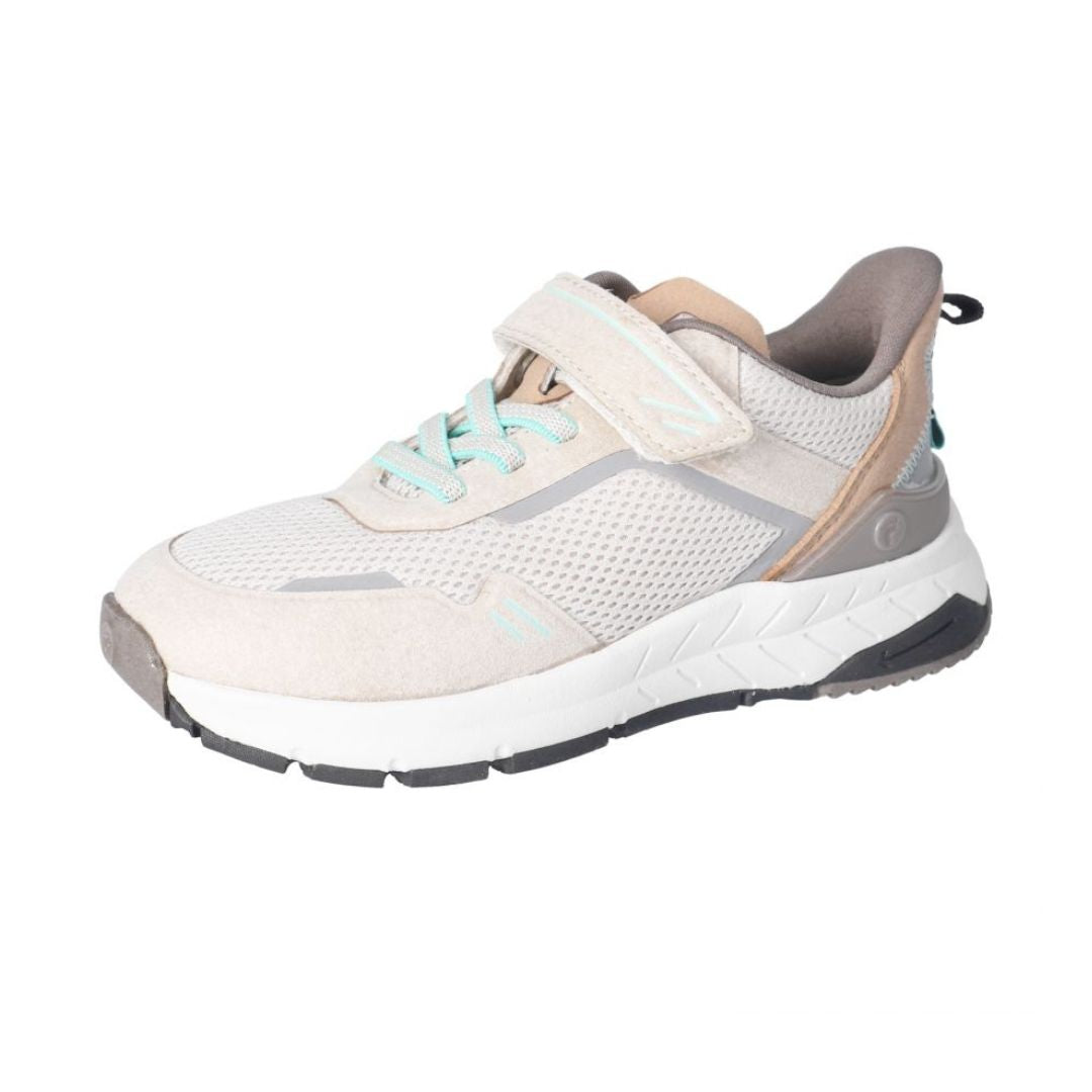 Espadrille pour enfant couleur sable avec velcro et lacet élastique