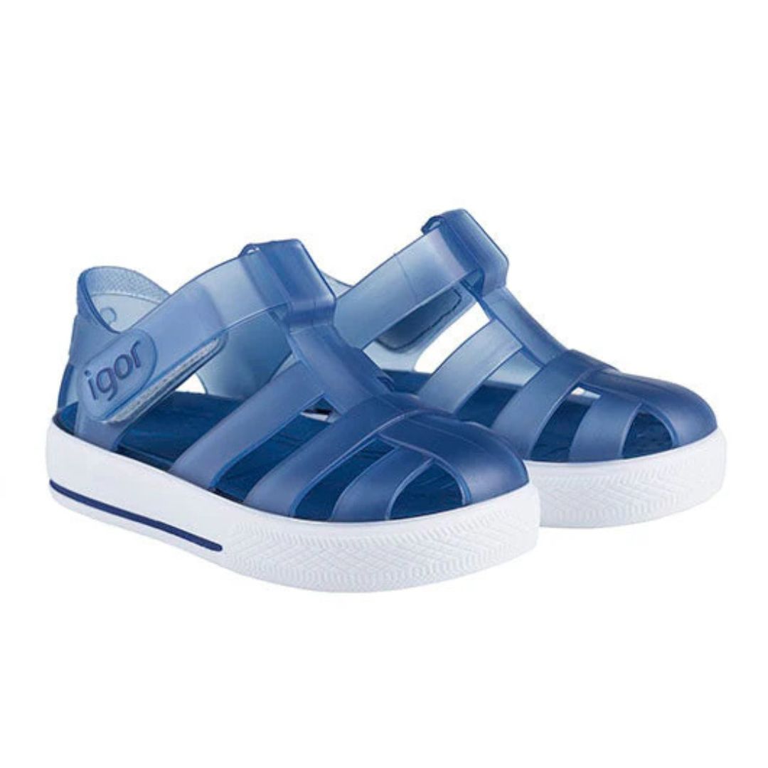 Sandale jelly bleu marine velcro