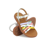 Sandale d'été pour fille aux couleurs pastel (violet, blanc, turquoise, rose, doré et argent)