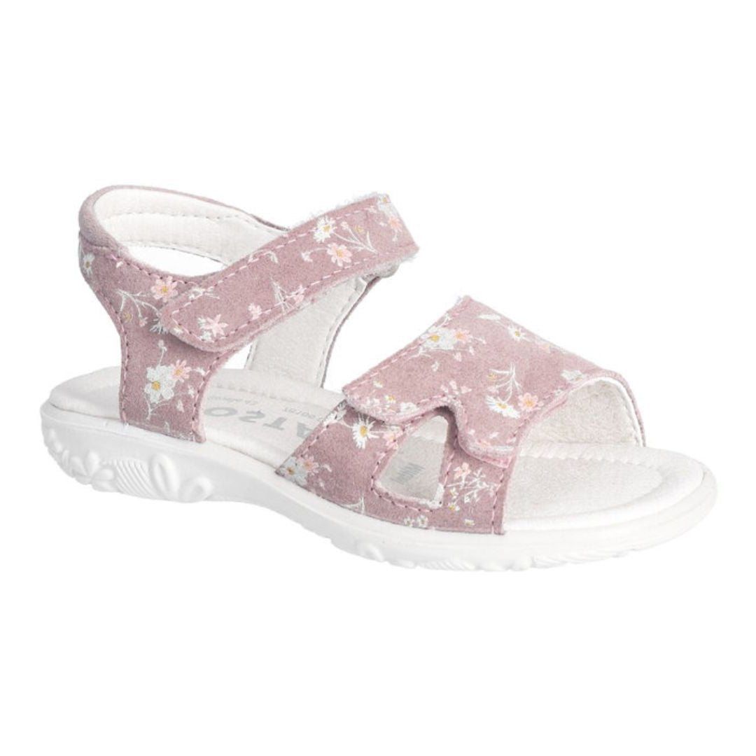 Sandale pour fille, avec double velcro, rose avec des fleurs