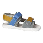 Sandale pour garçon, gris, rouge, bleu et brun, confortable, ajustable, deux velcro