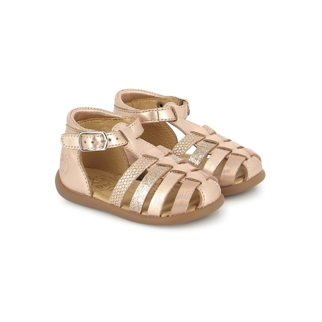 Sandale pour fille avec sangle ajustable couleur cuivre et brillants idéal pour l'été