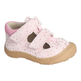 Sandale bébé double velcro rose pâle glitter