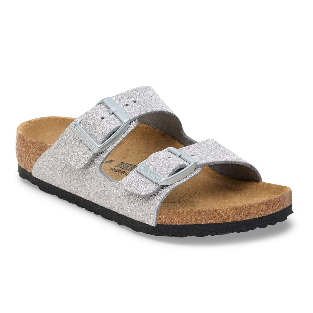 Sandale pour enfant glitter argentée avec deux boucles