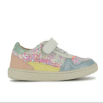 Sneakers pour filles avec velcro ajustable aux couleurs pastel et brillants roses