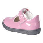 Chaussure pour enfants de Ricosta en cuir orange avec une étoile grise sur le côté et deux attaches velcros.