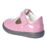 Chaussure pour enfants de Ricosta en cuir orange avec une étoile grise sur le côté et deux attaches velcros.