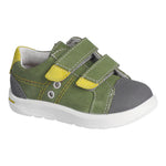 Soulier pour garçon, vert, pour la garderie,  souple, léger, confortable, avec deux velcro 
