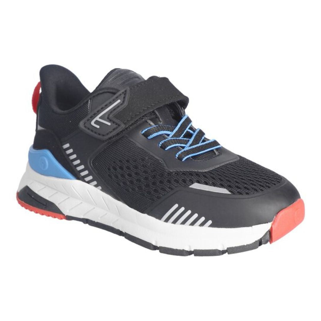 Soulier pour le sport, pour les garçons, noir et semelle blanche, souple et confortable, facile à mettre 