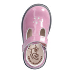 Chaussure pour enfants de Ricosta en cuir orange avec une étoile grise sur le côté et deux attaches velcros.