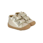 Soulier avec deux velcros facile à mettre, souple, confortable, barefoot, pour fille, parfait pour la garderie, en bronze pâle