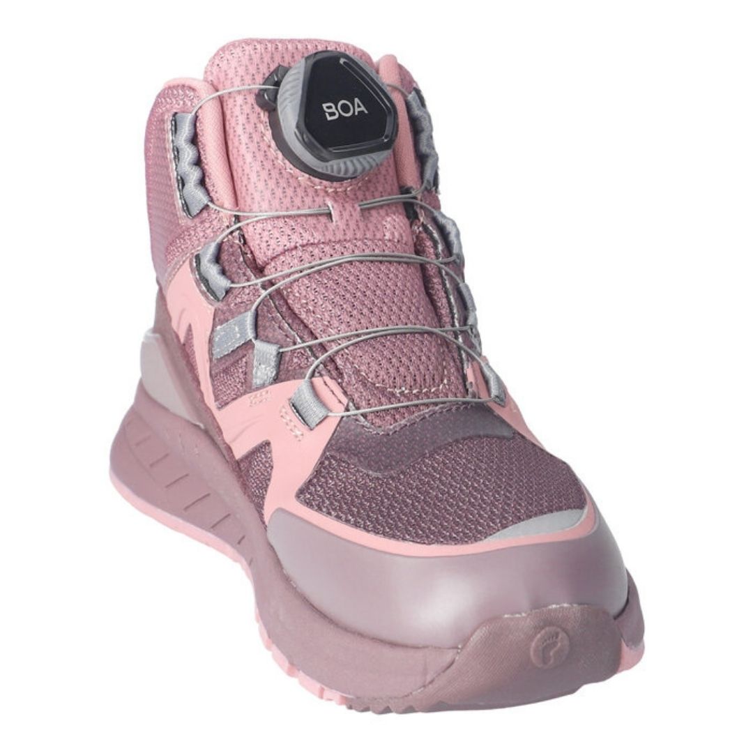 Botte pour enfant mi-saison avec système Boa dans une belle couleur rose. Idéale pour randonnée et tous les jours.