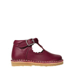 Petite bottine avec un velcro caché, de couleur Burgundy, super fashion et confortable, parfait pour les pieds larges, 