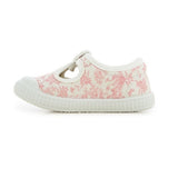 Chaussure en toile rose et blanche. 