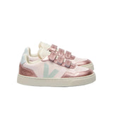 Chaussure pour fille, trois velcro, facile à mettre, confortable. Dans les tons roses et turquoise