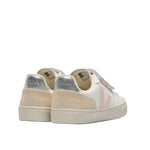 Chaussure Veja en cuir, facile à mettre et confortable, super fashion, avec trois scratchs ajustables de couleurs différentes, pour fille